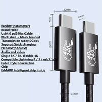 Tresse en Nylon Thunderbolt 3 USB C 8K USB4.0 câble pour moniteur externe SSD eGpu 240W 40Gbps
