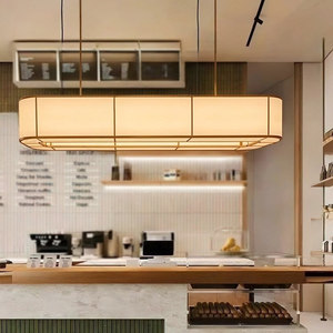 Lustre ovale moderne en tissu LED à six têtes pour restaurant, hôtel, bar, comptoir, lampe décorative pour la maison - Product Image 3