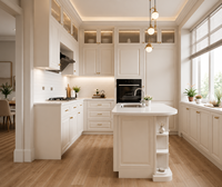 Cuisine américaine classique blanche sur mesure, armoires de cuisine de style français sur mesure pour toute la maison avec îlot