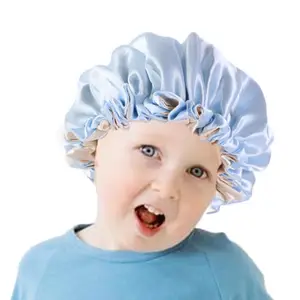 Kids Soft Reversible Satin Bonnet Double Layer Einstellbare Größe Schlaf Nacht dusche Bonnet Baby Hat Für 2-7 Jahre Kinder