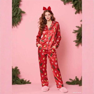 Pyjamas décontractés pour femmes, style nouveau, imprimés <span class=keywords><strong>de</strong></span> Noël, manches longues et pantalon long, vente en gros - Product Image 2