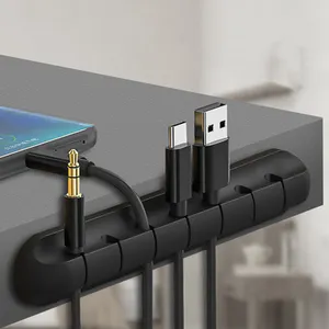 헤드폰 이어폰 자동차 와이어 홀더 USB 데이터 케이블 와인더 유연한 케이블 관리 코드 클립 실리콘 케이블 주최자