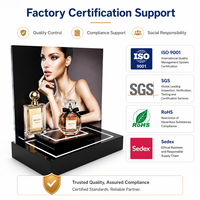 Support d'affichage de parfum en acrylique LED personnalisé, présentoir de comptoir pour flacons de parfum avec panneau publicitaire
