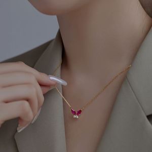 Dylam Butterfly Necklaces for Women Diamond 5A Cubic Zircon Zirconia Necklace <b>Gift</b> for Her Layer Minimalist Butterfly Necklace - Product Image 3