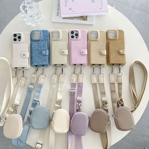 <span class=keywords><strong>Porte</strong></span>-cartes en cuir de <span class=keywords><strong>luxe</strong></span> pour iPhone 16 15 14 Pro Max avec bandoulière - Product Image 3