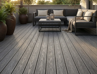 Revêtement de terrasse extérieur moderne en composite WPC, bois-plastique, système de fixation par clips, imperméable, antidérapant, ignifuge, pour parc, patio, jardin