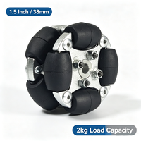 Roue omnidirectionnelle double en aluminium de 38 mm (1,5 pouce) avec 8 rouleaux en PU, moyeu métallique à 360 degrés, charge utile de 2 kg, 14166