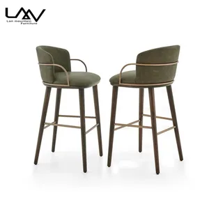 Modern Bistro Velvet Bar Chair With High Back Restaurant Hotel Cafe High Chair Furniture