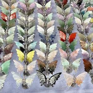 حجر طبيعي فراشة حرفية نحت أحجار كريمة كوارتز أجنحة كريستال للزينة أخرى - Product Image 1