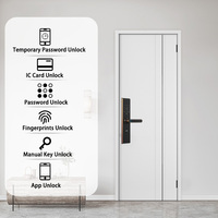 Serrure de porte intelligente biométrique Z16 Works Tuya Smart Home avec empreinte digitale, carte-clé, mot de passe temporaire sécurisé, connectivité Wi-Fi, Cloud, Acier/Verre