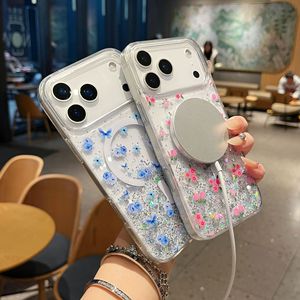 เคสโทรศัพท์แบบ 2in1 ลายดอกไม้หรูหรา ประดับกลิตเต<span class=keywords><strong>อร</strong></span>์ สำหรับ iPhone 17 Air 16 Pro <span class=keywords><strong>Max</strong></span> 15 14 13 12  วัสดุอะคริลิกแข็งใส ป้องกันแรงกระแทก สำหรับผู้หญิง - Product Image 2