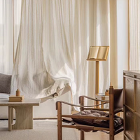 Rideau Moderne Personnalisable Beige Uni Ondulé en Polyester/Lin Écologique Translucide Transparent Toutes Saisons Gauche/Droite