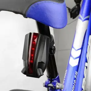 ビームバイクロゴ防水リア自転車テールライト2レーザー5 LEDレッドランプ4点滅モデル夜間安全警告アクセサリー