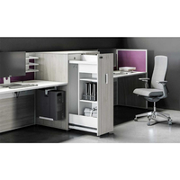 Grande Poste de Travail Modulaire Entièrement Fermé en Bois pour Centre d'Appels, avec Panneaux à Cadre en Aluminium, Garantie 5 Ans, pour 6 Personnes