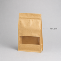 Sachet personnalisé en papier kraft à 8 soudures latérales avec fermeture éclair et fenêtre transparente, qualité alimentaire, en stock, faible MOQ 50, prêt à expédier pour thé, café, fruits secs