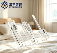Tube carré transparent mini pour brillant à lèvres avec bouchon à vis en plastique, 3 ml, étiquettes OEM personnalisées