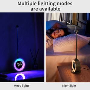 Réveil double alarme avec lumière de réveil, réglage des sons naturels, variateur tactile, veilleuse, lampe de table LED portable d'ambiance pour chevet - Product Image 4