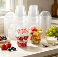 Gobelets à dessert en plastique PET transparents, jetables, empilables et congelables, avec couvercles en dôme, pour boulangerie, vente à emporter et restauration en gros