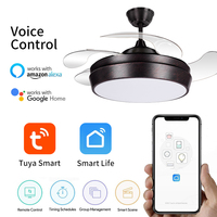 Y042 ventilateur de plafond moderne en or avec lumière et télécommande ABS lame pliant rétractable ventilateur lumière décorative rvb Led ventilateur lampe