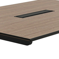 Table de conférence - Couleur foncée - Cadre en bois et métal - Écologique et durable - Système multifonctionnel - Équipée d'une prise double face haut de gamme