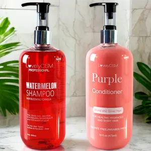 Wholesale Organic Amino Fruit Shampoo with Red Color Argan Watermelon and Tea Tree Oil Natural Anti-Hair Fall Repair Function