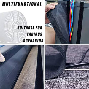 Cache-câbles en velcro pour tapis, réutilisable, en nylon, protection de câbles pour tapis à boucles, gestion des câbles de bureau - Product Image 3