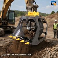 Godet de criblage rotatif hydraulique certifié QS pour excavatrice, tamis à sable et gravier pour excavatrice de 5 à 50 tonnes, garantie 1 an
