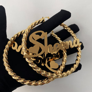 أقراط حلقية من الفولاذ المقاوم للصدأ بتصميم حبل ملتوي وقطع بالليزر، هدايا عيد الحب، معتمدة من CE، مضادة للحساسية - Product Image 5