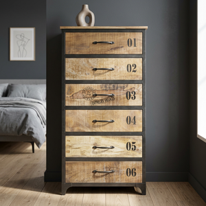 Industrial & Vintage Solid Wood Villa Living Room Cabinet with 2 <b>Drawers</b> - Product Image 3