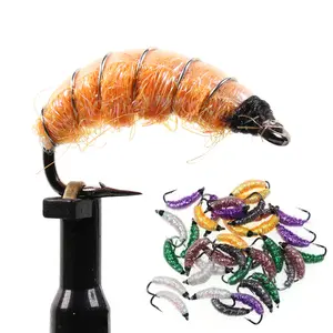 Freshwater Shrimp Fly Scuds Bug Worm Fly Nymphs With Barbed Hook Trout Grayling Fly Fishing Lures Bait