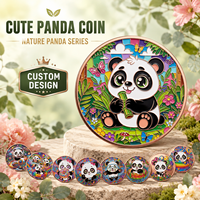 Pièce de monnaie en cuivre pur 999 de 1 oz, série Panda mignon, colorée, en relief 3D, édition collector, électroplaquée, imprimée UV