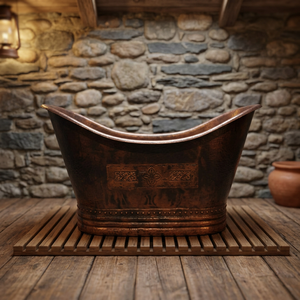 Bañera Ovalada Independiente de Cobre Envejecido para Adultos CH-799 India Home Crafts - Product Image 3