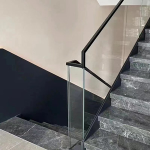 Casting Black Side-mounted Aluminum Through Stair <strong>Handrail</strong> Glass Baluster Easy Installation Modern Design Glass Balustrades - Product Image 3
