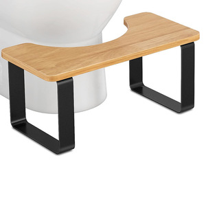Taburete para inodoro, de madera maciza, con estructura de hierro, antideslizante, con reposapiés para mujeres embarazadas y niños, diseño minimalista, montado en el suelo - Product Image 1