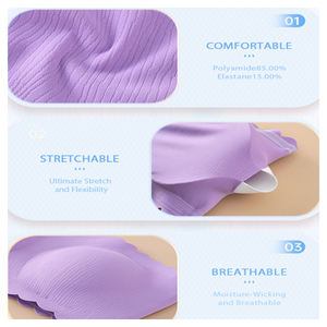 Sujetadores Inalámbricos Cómodos <span class=keywords><strong>Sin</strong></span> Tirantes para Mujer, Bralette Acolchado Antideslizante con Borde Ondulado, Top Tipo Tubo para Uso Diario - Product Image 3