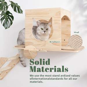 Arbre à chat mural en bois avec perchoir, griffoir et espace de nidification, meubles d'escalade pour chat durables et peu encombrants - Product Image 2