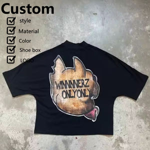 Échantillon d'usine de personnalisation: DTG-imprimé streetwear hip-hop drop shoulder surdimensionné personnalisé pour hommes boxy 3/4 sleeve T-shirts. - Product Image 4