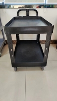 Carro de Plataforma Industrial de Plástico Resistente con Cuatro Ruedas y Carretilla Manual para Almacenamiento y Organización de Herramientas en Almacenes