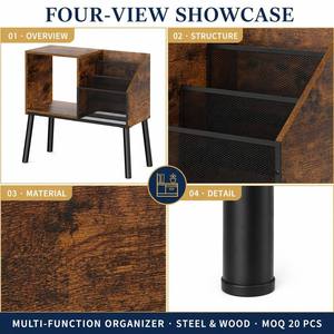 Retro Style Two-Layer Standing Type Wood Durable Large Capacity Vinyl <strong>Record</strong> Storage <strong>Cabinet</strong> for Home Living Room Decor Use - Product Image 2