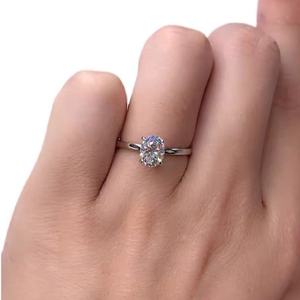 Anillo de Diamante Moissanite Ovalado de 2 Quilates, Clásico, de 4 Puntas, Personalizado, de Oro Blanco de 18 Quilates, Oro Amarillo, Joyería Fina, Anillo de Compromiso - Product Image 5
