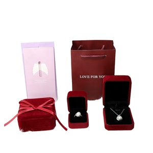 Wholesale Custom Logo <b>Black</b> Luxury Flannel pink Velvet Bangle Bracelet Gift Necklace Earring Ring Packaging <b>Box</b> - Product Image 1