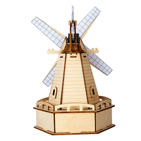 Wincent Kit de Modelo de Molino de Viento de Madera con Energía Solar Cinética Tipo Pista de Canicas, Rompecabezas 3D DIY, Regalo Educativo STEM para Niños
