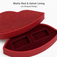 Boîte cadeau personnalisée en forme de lèvres rouges mates pour rouge à lèvres avec insert en velours, deux pièces, vente en gros, directement de l'usine pour la vente au détail