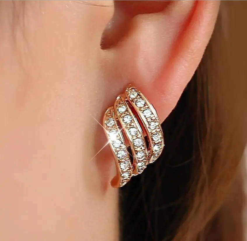E-123 kreative neue Designs Trendy drei schicht ige Schmuck Ohrringe Legierung Diamant einzigartige Ohrringe Frauen Schmuck