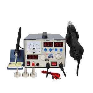 Stazione di Saldatura e Smontaggio 3-in-1 Aojiw 863D con Pistola ad Aria Calda, Alimentatore DC Regolabile 2A, Materiale ABS <span class=keywords><strong>per</strong></span> Riparazione Telefoni Cellulari <span class=keywords><strong>iPhone</strong></span> - Product Image 1