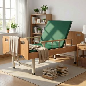 Multifunctional wooden nursing <b>bed</b> for elderly people with paralysis, hospital, and home use. - Product Image 2