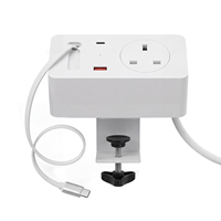 Multiprise de bureau à fixation par pince avec câble USB-C rétractable, chargeur PD 20W, prise UK pour bureau à domicile – Vente en gros usine