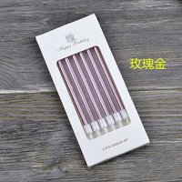 6PCS Roségold Silber lange dünne Kerze Geburtstags torte Party Feiern 3D Bleistift kerzen