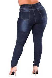<span class=keywords><strong>Jean</strong></span> en denim <span class=keywords><strong>taille</strong></span> <span class=keywords><strong>haute</strong></span> pour femme, coupe skinny, en coton, bleu foncé délavé, style uni et sexy, extensible dans les quatre sens, grandes tailles - Product Image 6