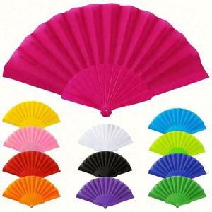 Éventail pliant à main en plastique à nervures, en tissu nylon, pour mariage, éventails chinois avec poignée en plastique - Product Image 1